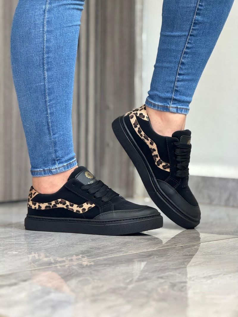 WildStep™ – Tenis Negros con Toque Animal Print