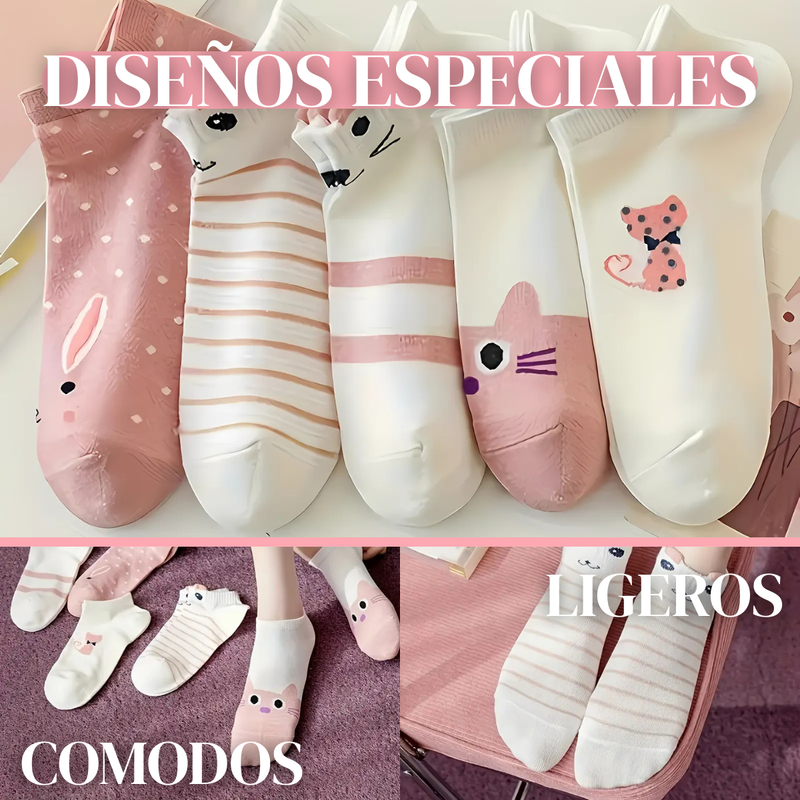 SweetFeet™ – Pack de 5 medias con diseños divertidos
