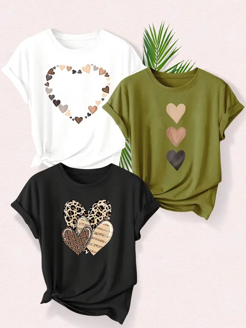 HeartStyle™ – Pack de 3 camisetas estampadas