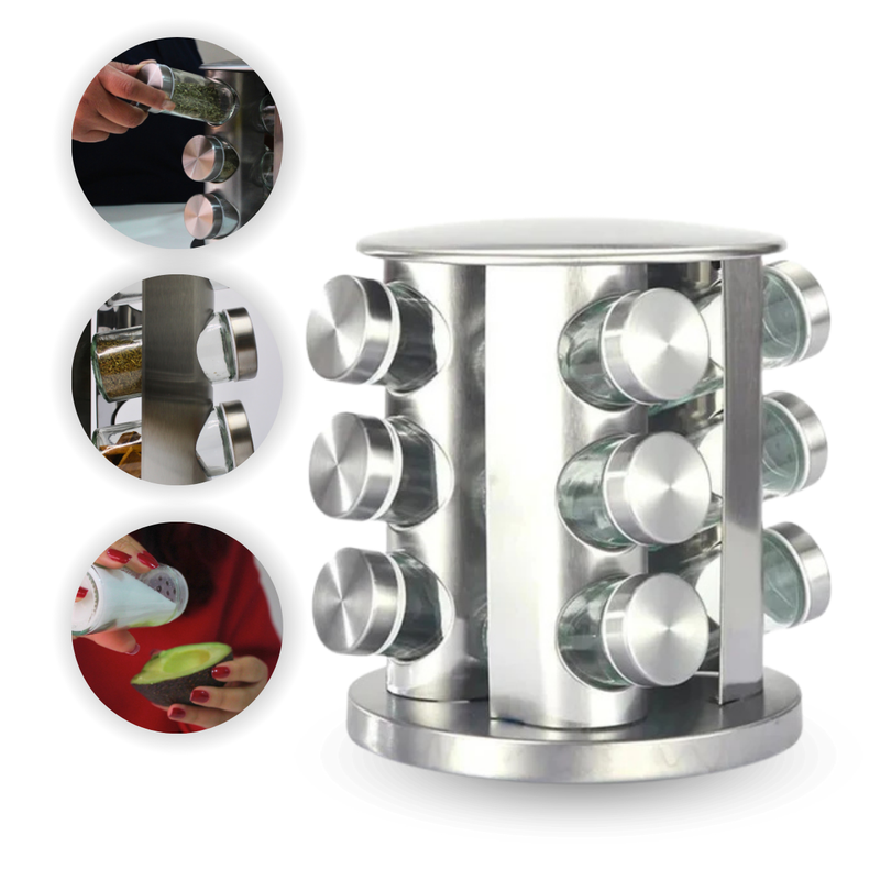Spice Master Pro™ – El organizador que convierte 16 condimentos básicos en arsenal culinario profesional
