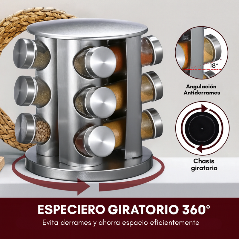 Spice Master Pro™ – El organizador que convierte 16 condimentos básicos en arsenal culinario profesional